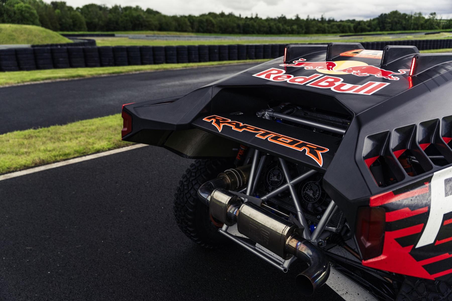 Rear look at Ford Raptor T1+ Dakar racer