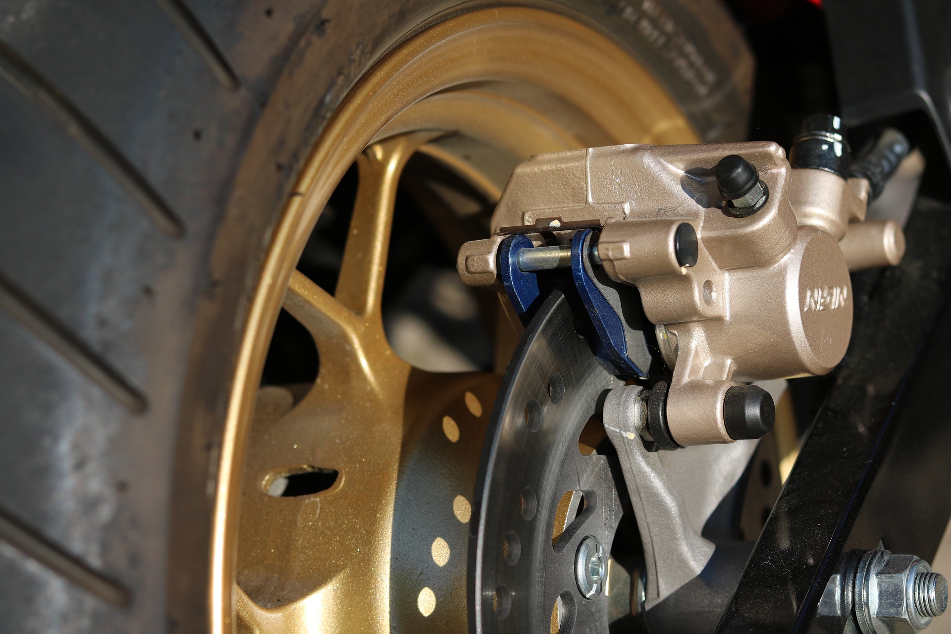 Close up of brake system on a motor car