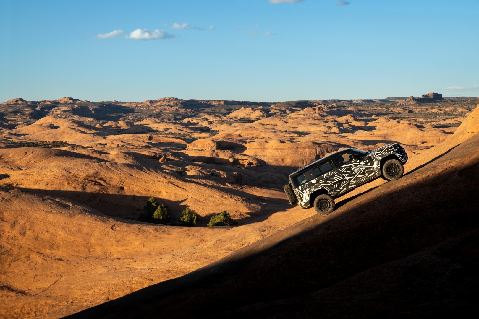 The Defender Octa undergoing testing in the Moab Desert