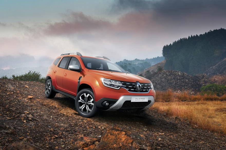 A Orange Renault Duster SUV car