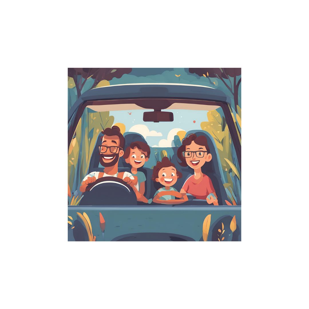 AI image of a family on a road trip