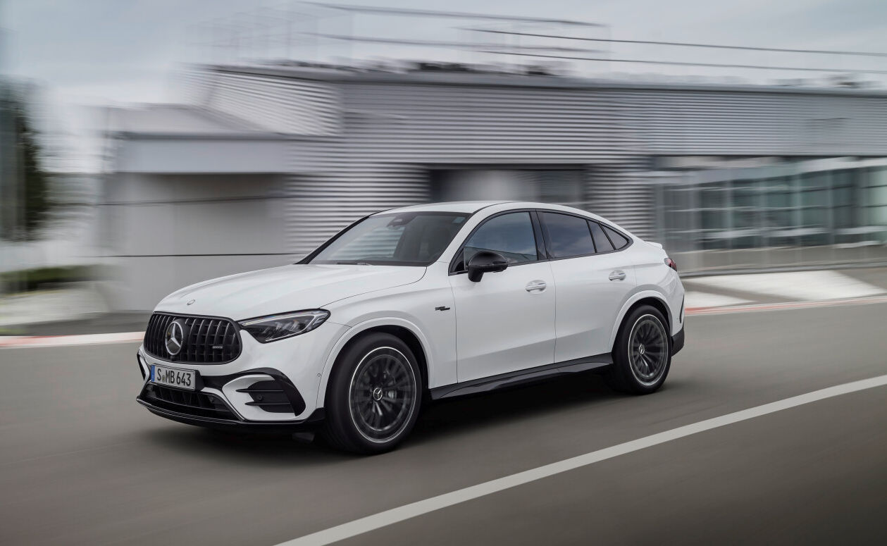 Mercedes AMG GLC Coupe moving on road