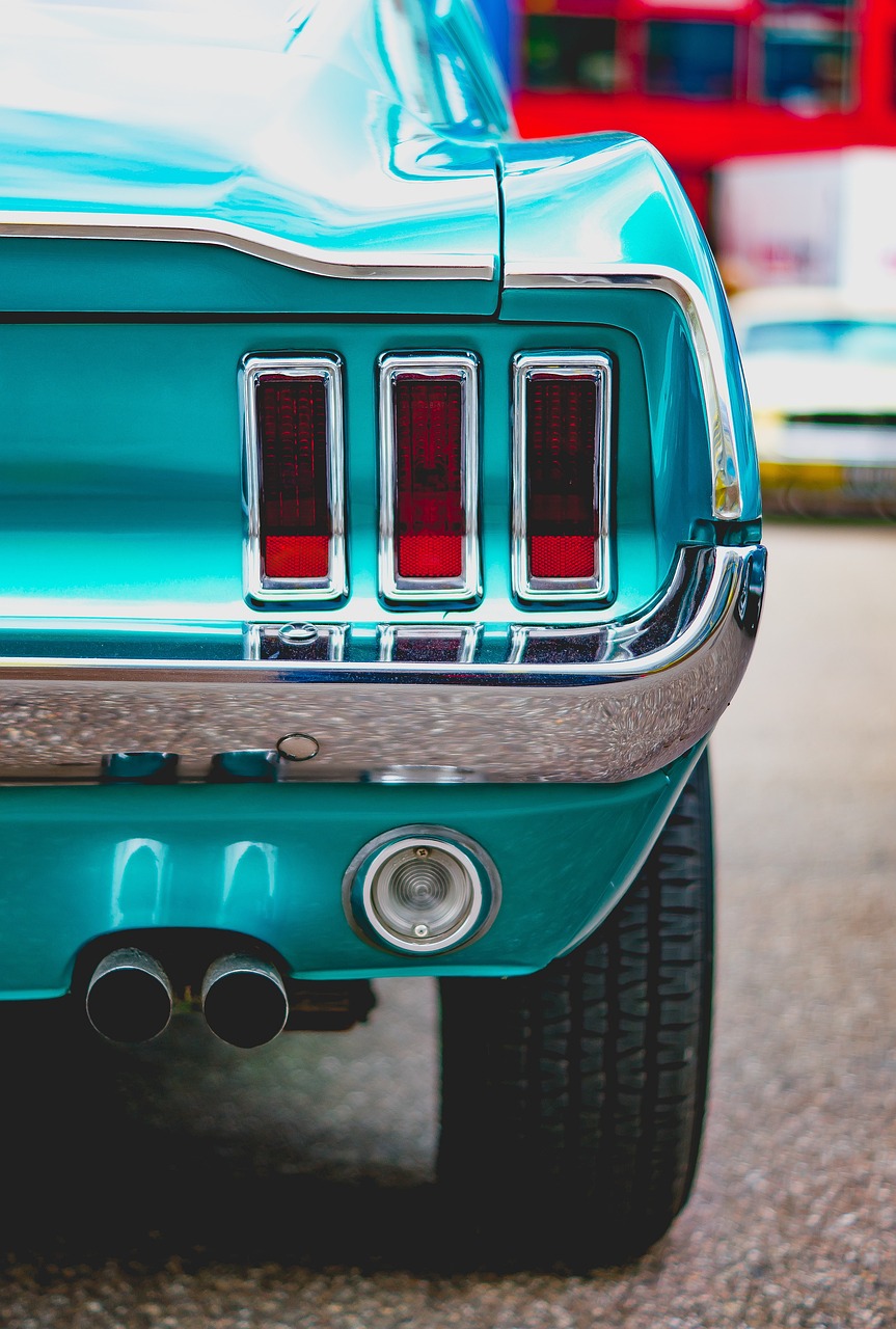 rear lights of an old Mustang