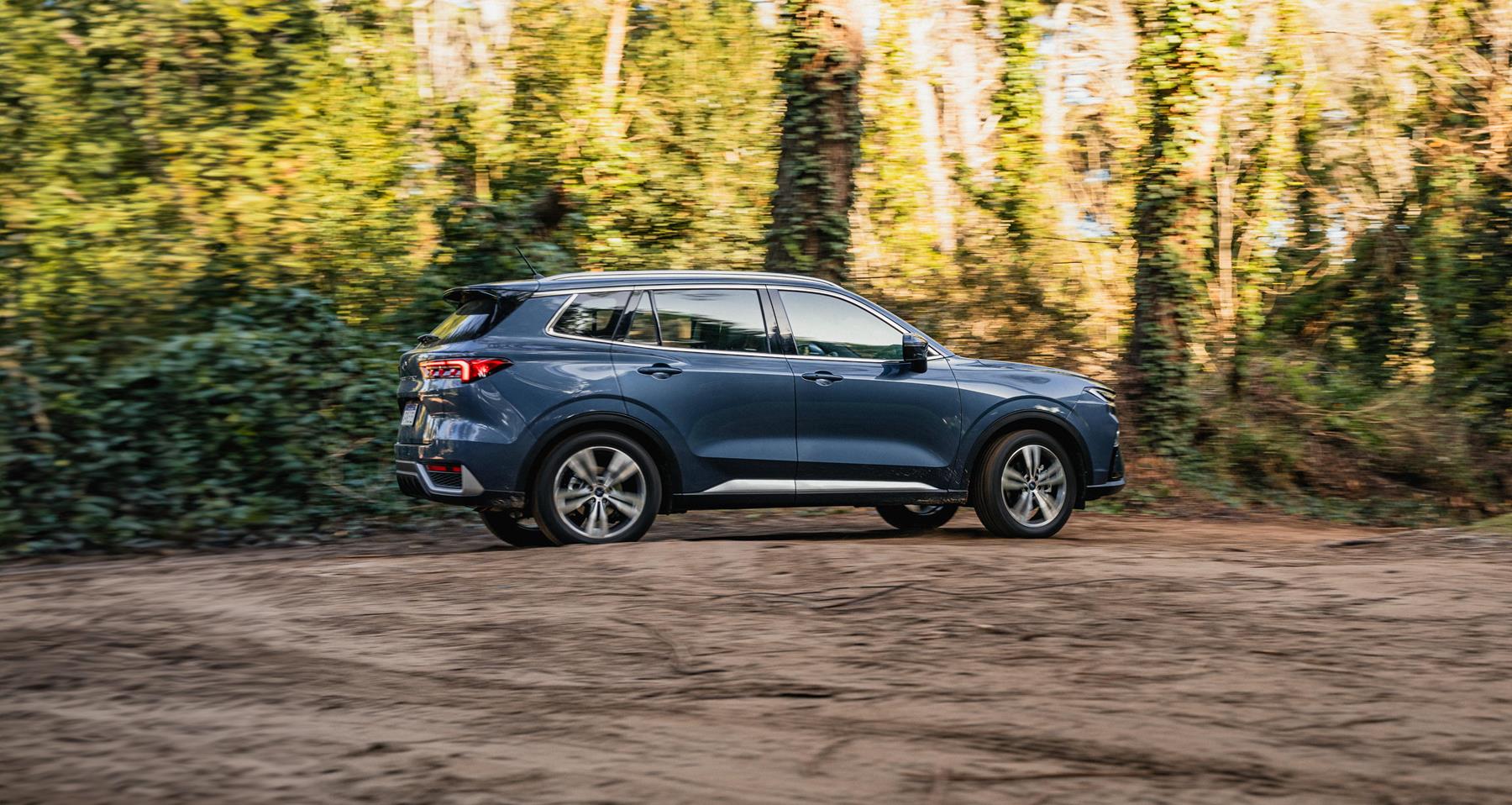 New Ford Territory on a dirt road in a forest