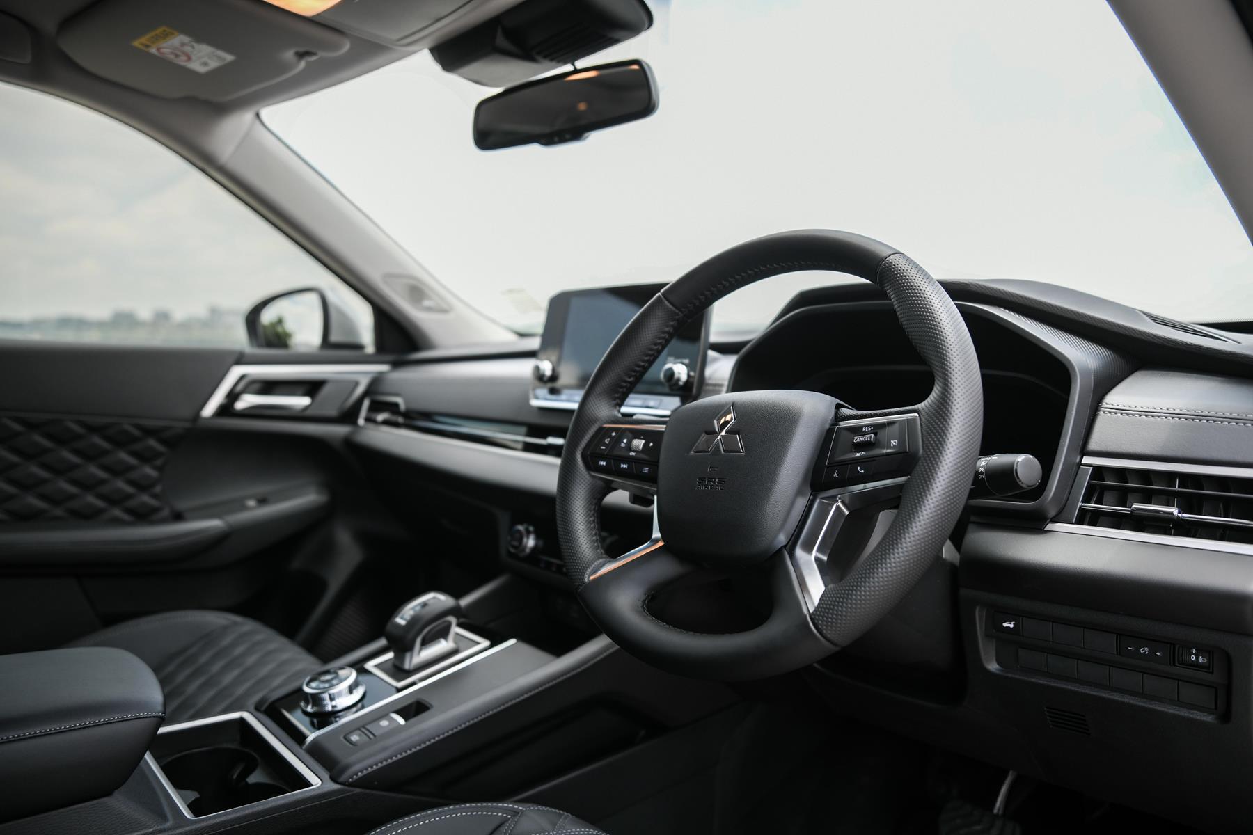 Interior view of the drivers position of the Mitsubishi Outlander Exceed