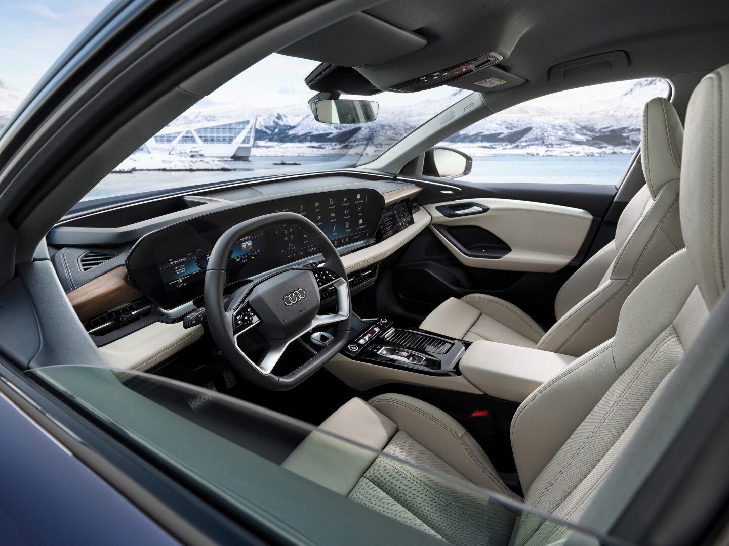 White interior view of the new Audi Q6 e-tron