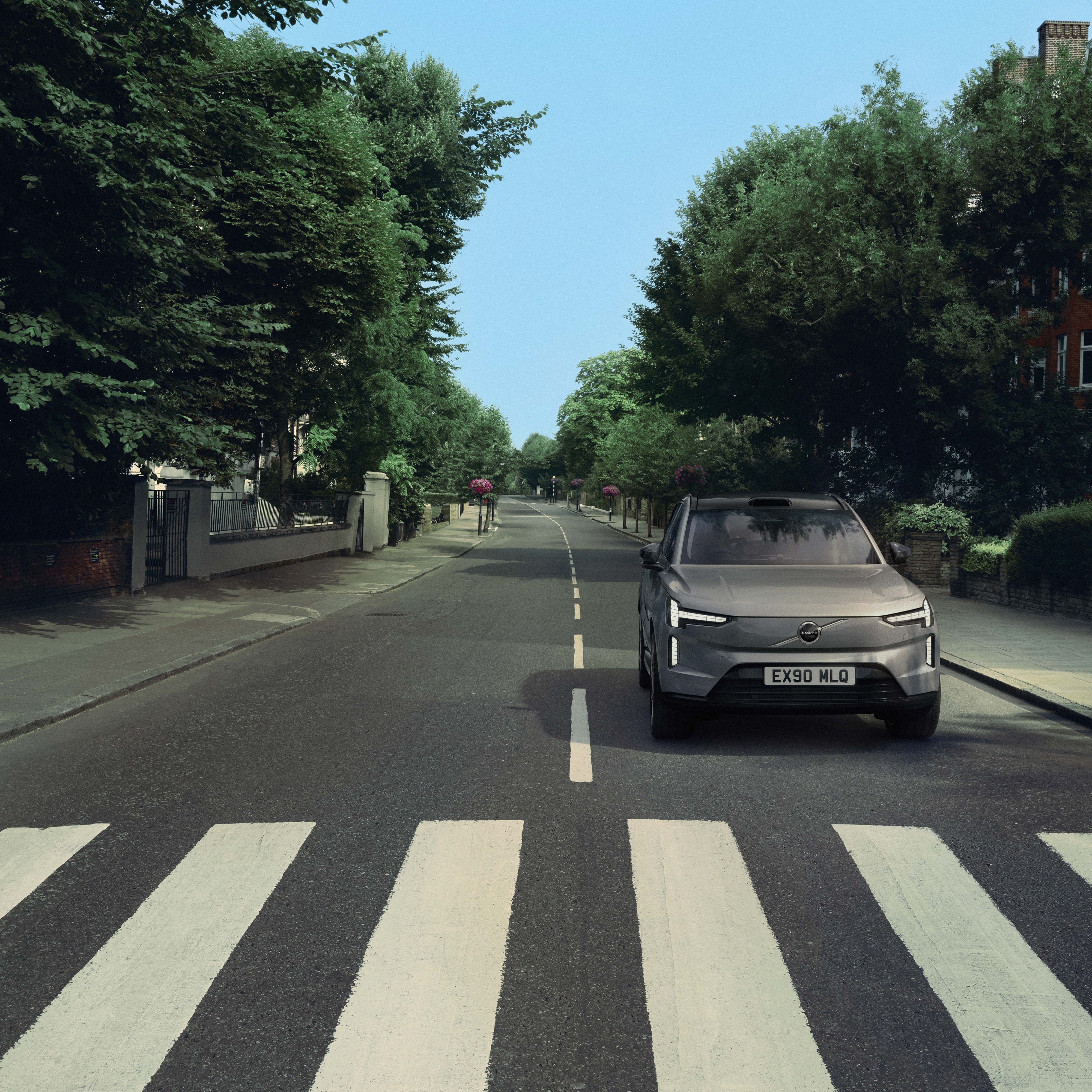 Volvo EX90 at pedestrian crossing