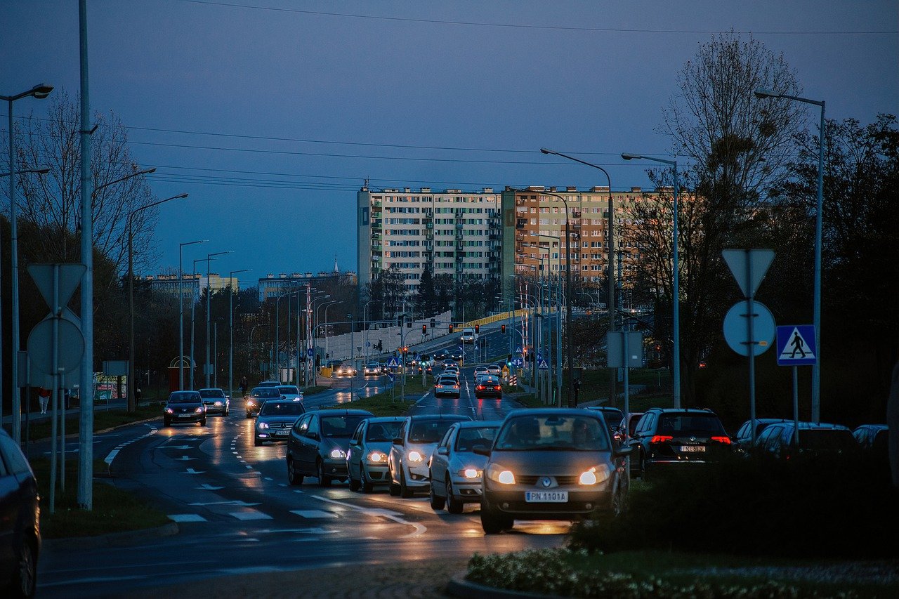 Evening city traffic