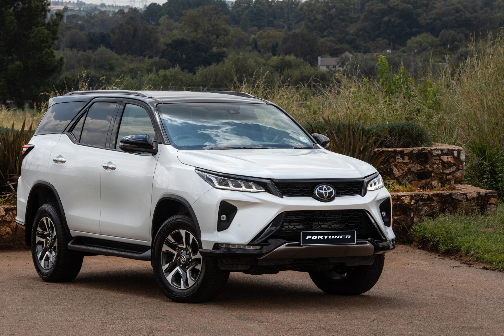 A white Toyota Fortuner SUV