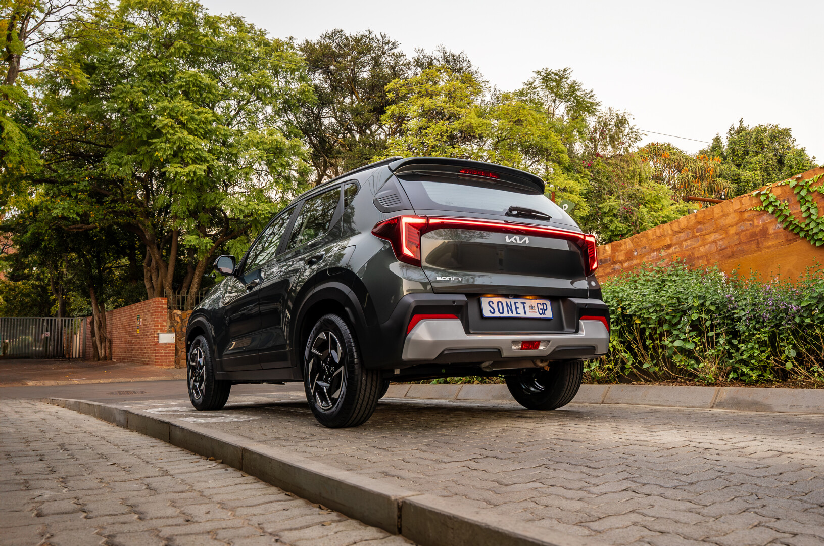 New Kia Sonet three quarter rear view