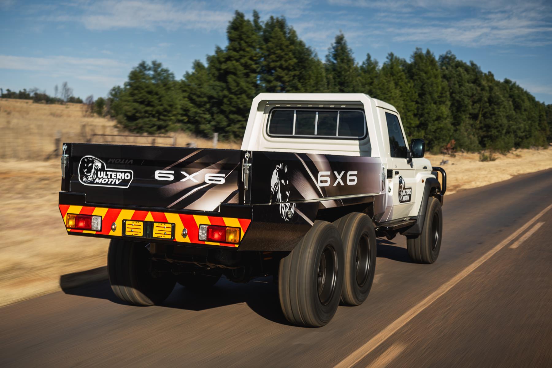 Six-wheel Land Cruiser rear view